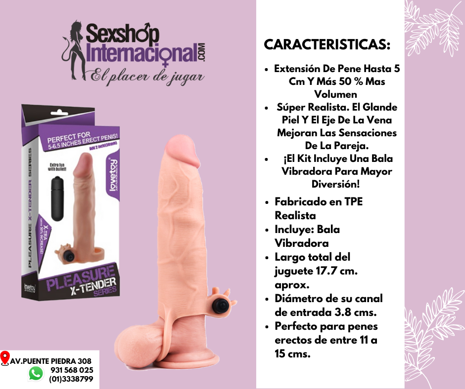 FUNDA EXTIENDE PENE CON VIBRACION LOVETOY SEXSHOP INTERNACIONAL